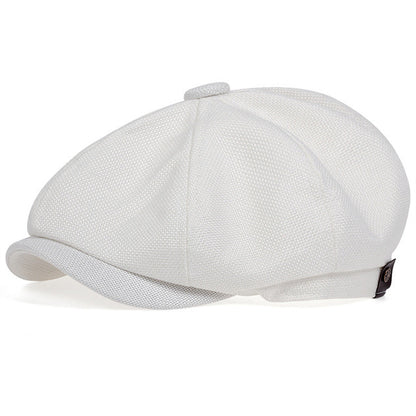 Vintage Linen Blend Octagonal Cap - Breathable Summer Style