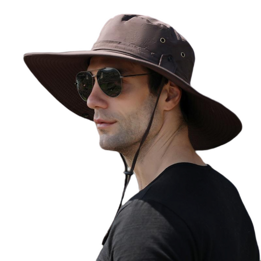 Sombrero de sol para hombre para exteriores: gorra de ala ancha para pesca y senderismo, transpirable, impermeable, ajustable, disponible en varios colores. Sombrero de pescador informal para actividades al aire libre.