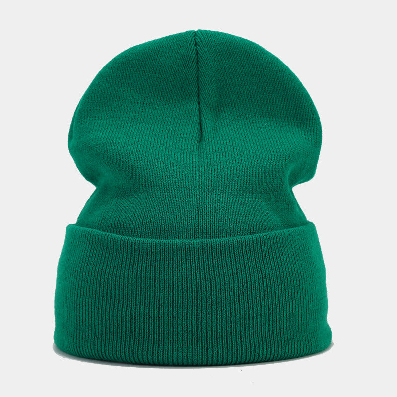"High-Quality Knit Beanie for Men and Women - Stylish Outdoor Cold Hat for Fall/Winter, Solid Color, Trendy Warmth, Light Layers" 孔雀绿 Hat - Size undefined