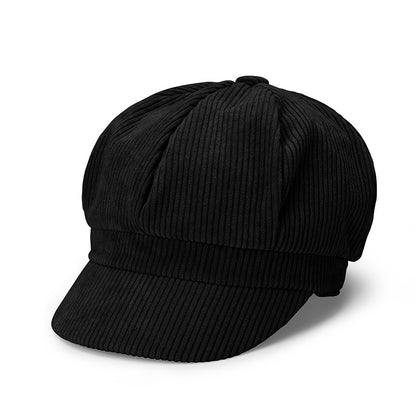 Artist Beret - Unisex Octagonal Hat for Spring and Autumn, Traveler's Newsboy Cap with Duckbill - Stylish Headwear for Men and Women Black Hat - Size undefined