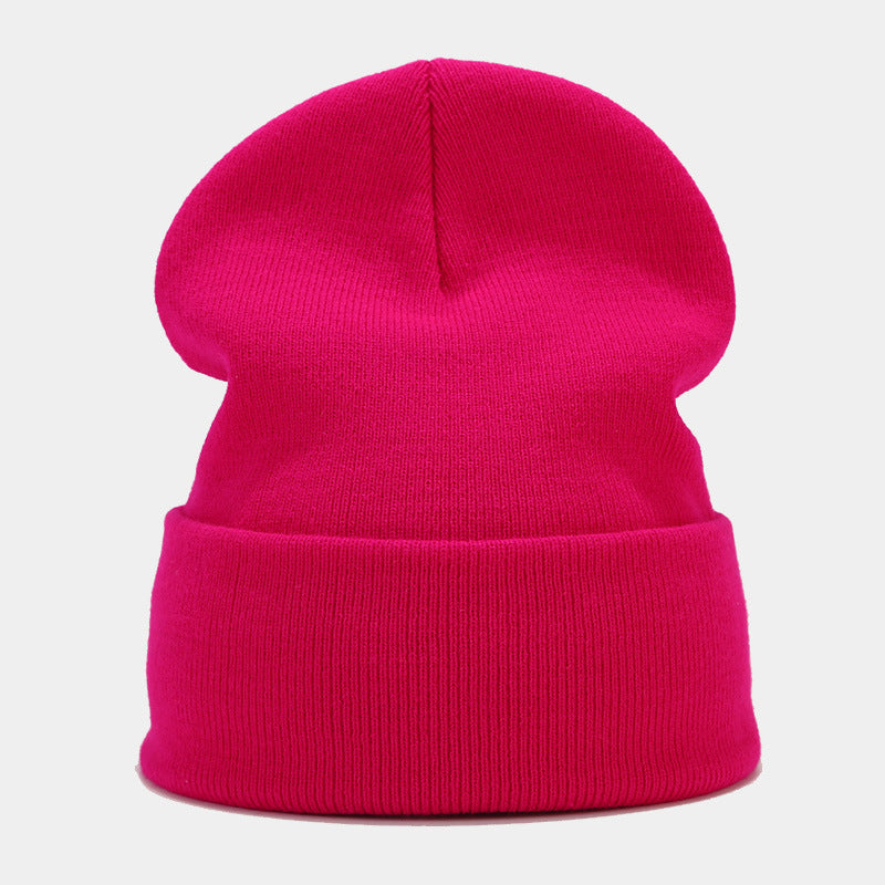 "High-Quality Knit Beanie for Men and Women - Stylish Outdoor Cold Hat for Fall/Winter, Solid Color, Trendy Warmth, Light Layers" 玫红色 Hat - Size undefined
