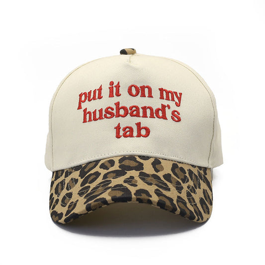 Put It On My Husband's Tab'Embroidered Baseball Cap Funny Mom Hat with Contrast Brim