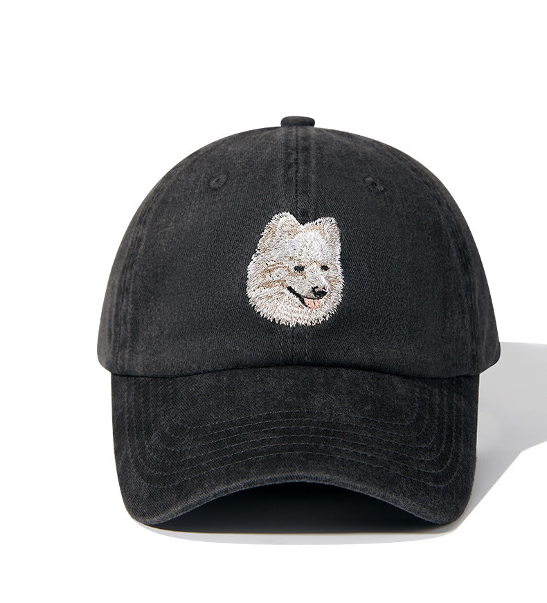 Gorra de béisbol vintage negra lavada con bordado de perro | Gorra ajustable para amantes de las mascotas