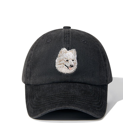 Gorra de béisbol vintage negra lavada con bordado de perro | Gorra ajustable para amantes de las mascotas