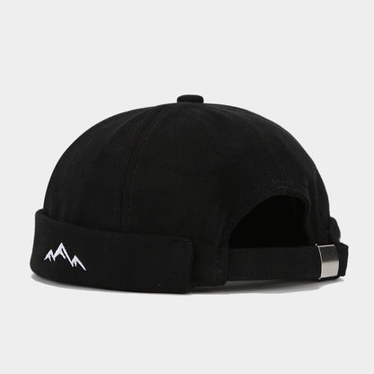 "Mountain Embroidered Round Top Hip-Hop Hat - Unisex Urban Streetwear with Vintage Flair" Black Hat - Size undefined