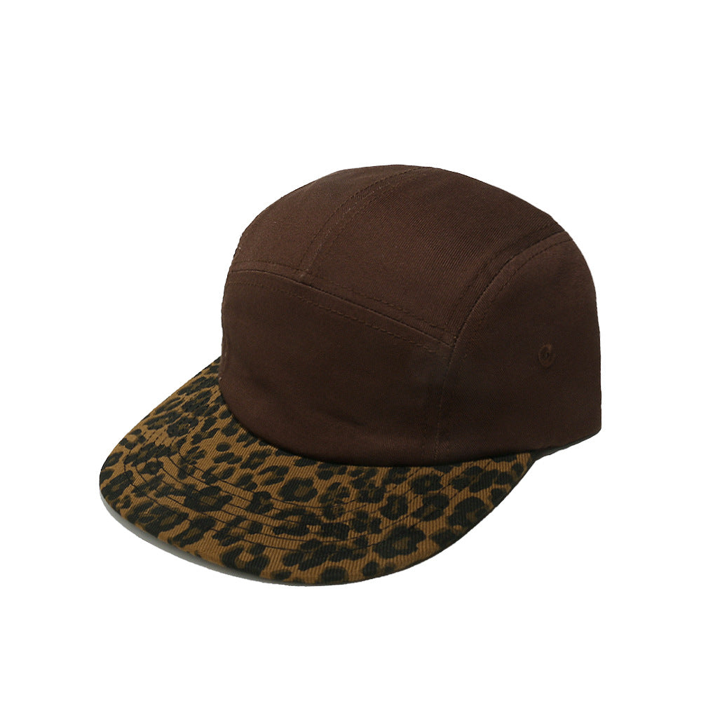 5-Panel Leopard Print Camp Cap – Adjustable Metal Buckle, Unisex Streetwear Hat for Casual & Bold Style