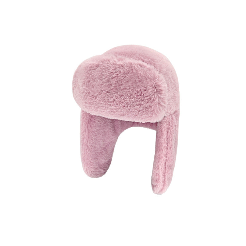 "Winter New Arrival Cotton Hat for Outdoor Cycling - Windproof, Thickened with Rabbit Fur Ear Protection, Cozy Northeastern Style" Pink Hat - Size undefined