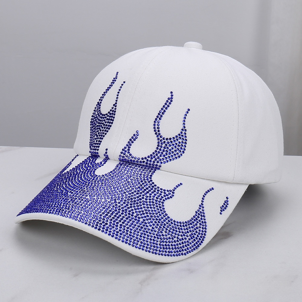 Rhinestone Flame Baseball Cap Bling Bling Fire Pattern Diamond Hat
