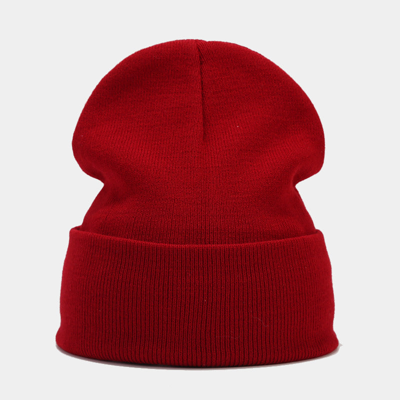 "High-Quality Knit Beanie for Men and Women - Stylish Outdoor Cold Hat for Fall/Winter, Solid Color, Trendy Warmth, Light Layers" Wine Red Hat - Size undefined