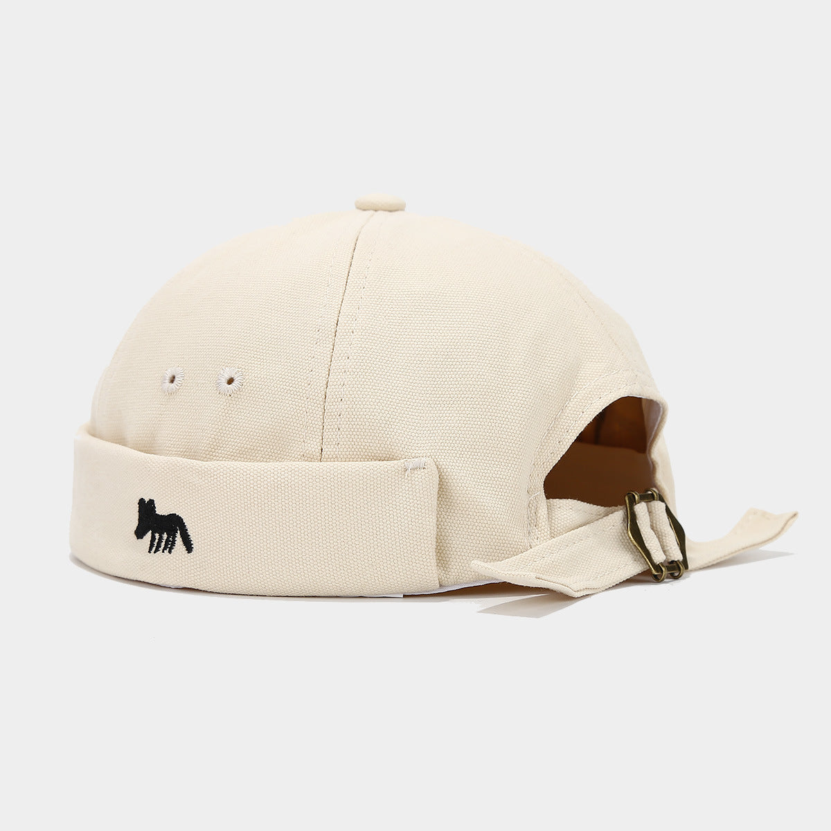 "Stylish Fox Embroidered Sailor Hat - Unisex Summer Must-Have with Fashionable Flair" Off White Hat - Size undefined