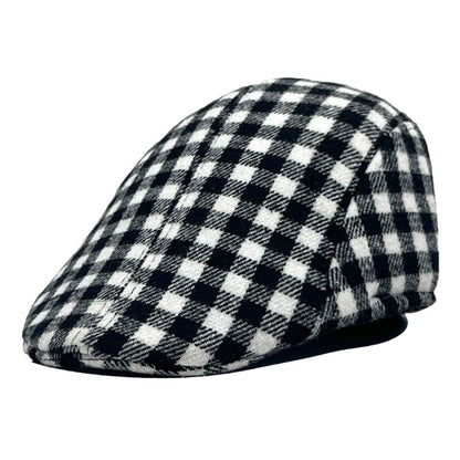 Houndstooth Beret & Newsboy Cap - Vintage British Style Autumn Winter Unisex Hat with Brim
