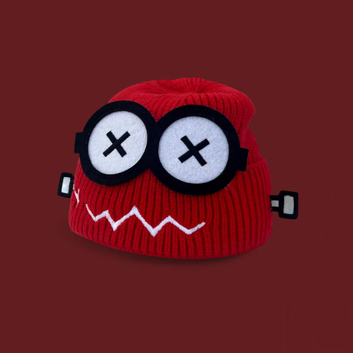 Glitch Robot Beanie - Tech-Inspired Knit Cap for Large Head Sizes | Windproof Commuter Hat