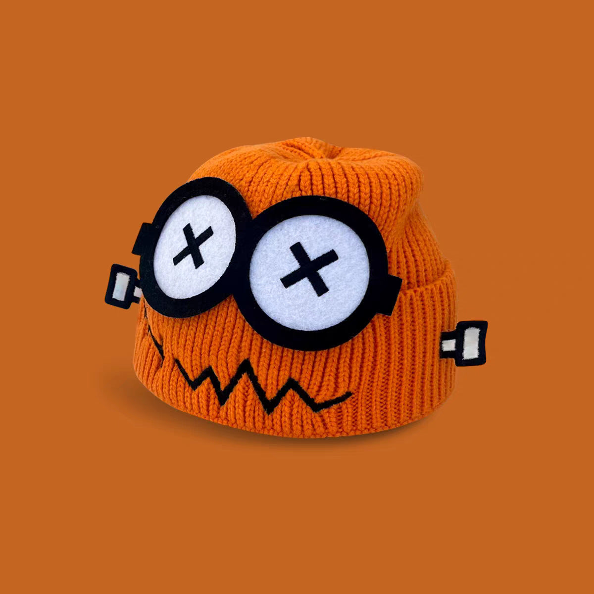 Glitch Robot Beanie - Tech-Inspired Knit Cap for Large Head Sizes | Windproof Commuter Hat