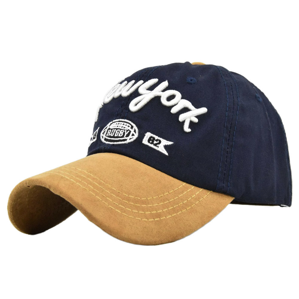Vintage New York Rugby Baseball Cap - Washed Cotton Embroidered 'NY' Script Hat with 1962 Flags