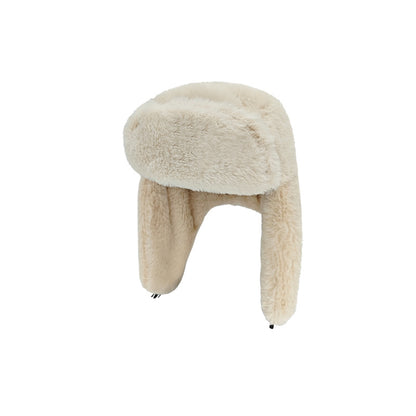 "Winter New Arrival Cotton Hat for Outdoor Cycling - Windproof, Thickened with Rabbit Fur Ear Protection, Cozy Northeastern Style" Off White Hat - Size undefined