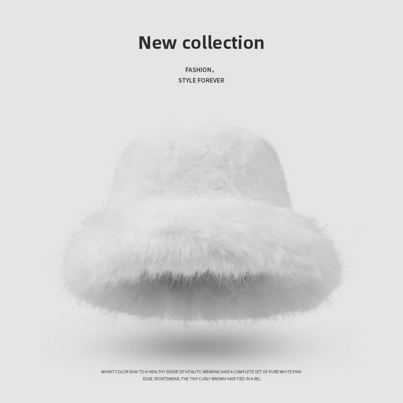 Pandaize Faux Rabbit Fur Bucket Hat for Women – Soft Plush Winter Hat, Warm & Stylish Cold Weather Accessory