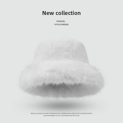 Pandaize Faux Rabbit Fur Bucket Hat for Women – Soft Plush Winter Hat, Warm & Stylish Cold Weather Accessory
