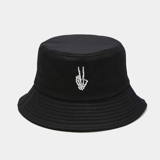"Skull Finger Embroidered Bucket Hat - New European-American Style Fishing Hat for Cross-Border E-Commerce Trendsetters" Black Hat - Size undefined
