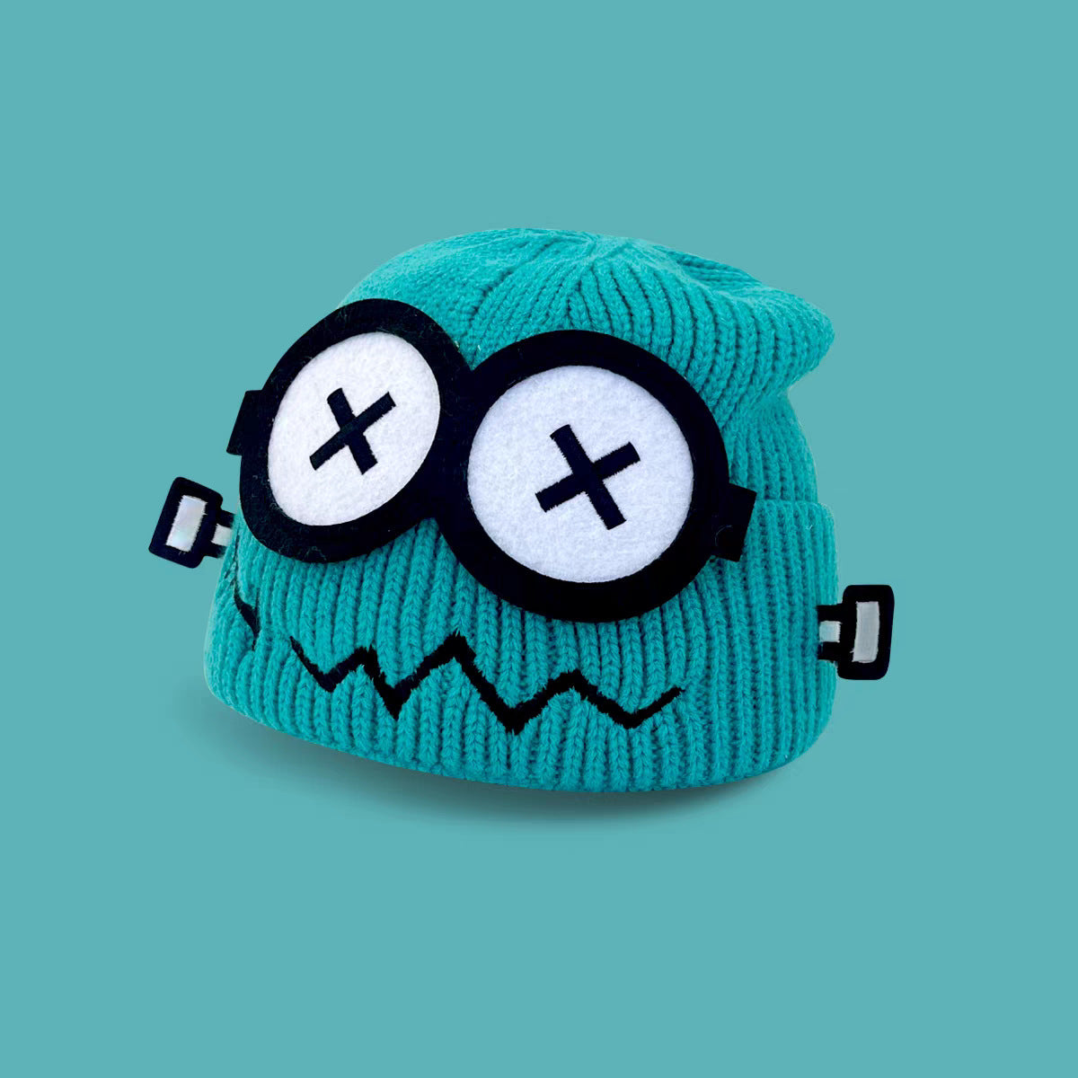 Glitch Robot Beanie - Tech-Inspired Knit Cap for Large Head Sizes | Windproof Commuter Hat