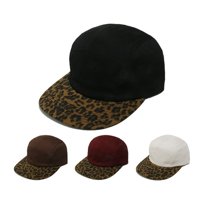5-Panel Leopard Print Camp Cap – Adjustable Metal Buckle, Unisex Streetwear Hat for Casual & Bold Style