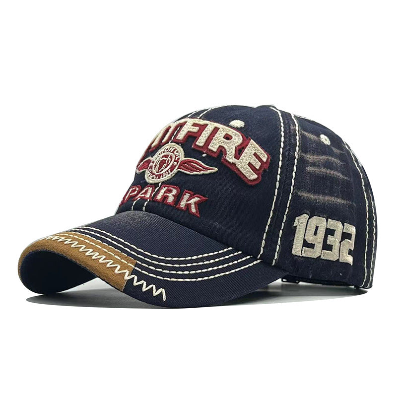 Vintage SPITFIRE 1932 Distressed Baseball Cap - Washed Cotton Embroidered Retro Hat with Contrast Brim