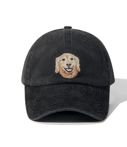 Gorra de béisbol vintage negra lavada con bordado de perro | Gorra ajustable para amantes de las mascotas