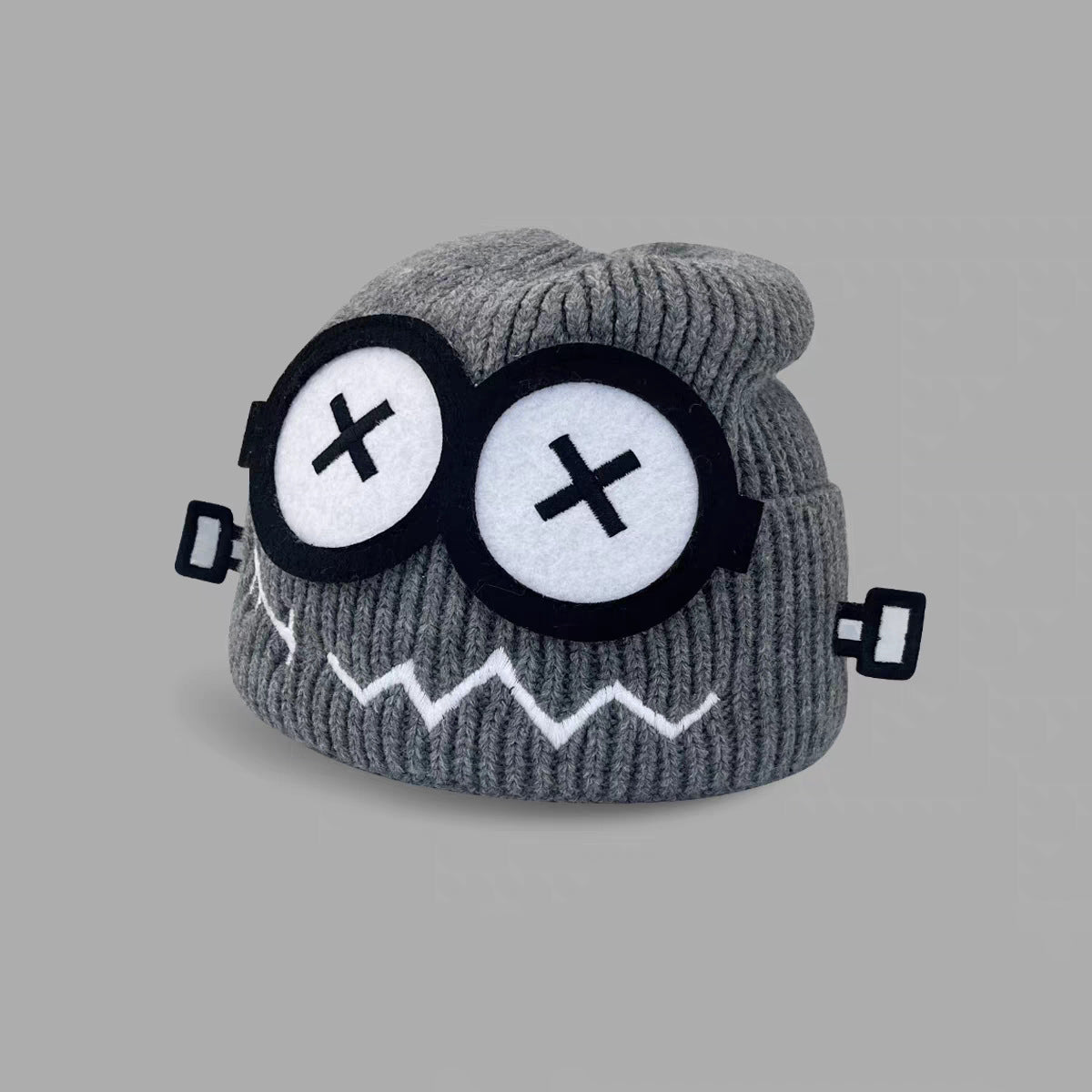 Glitch Robot Beanie - Tech-Inspired Knit Cap for Large Head Sizes | Windproof Commuter Hat