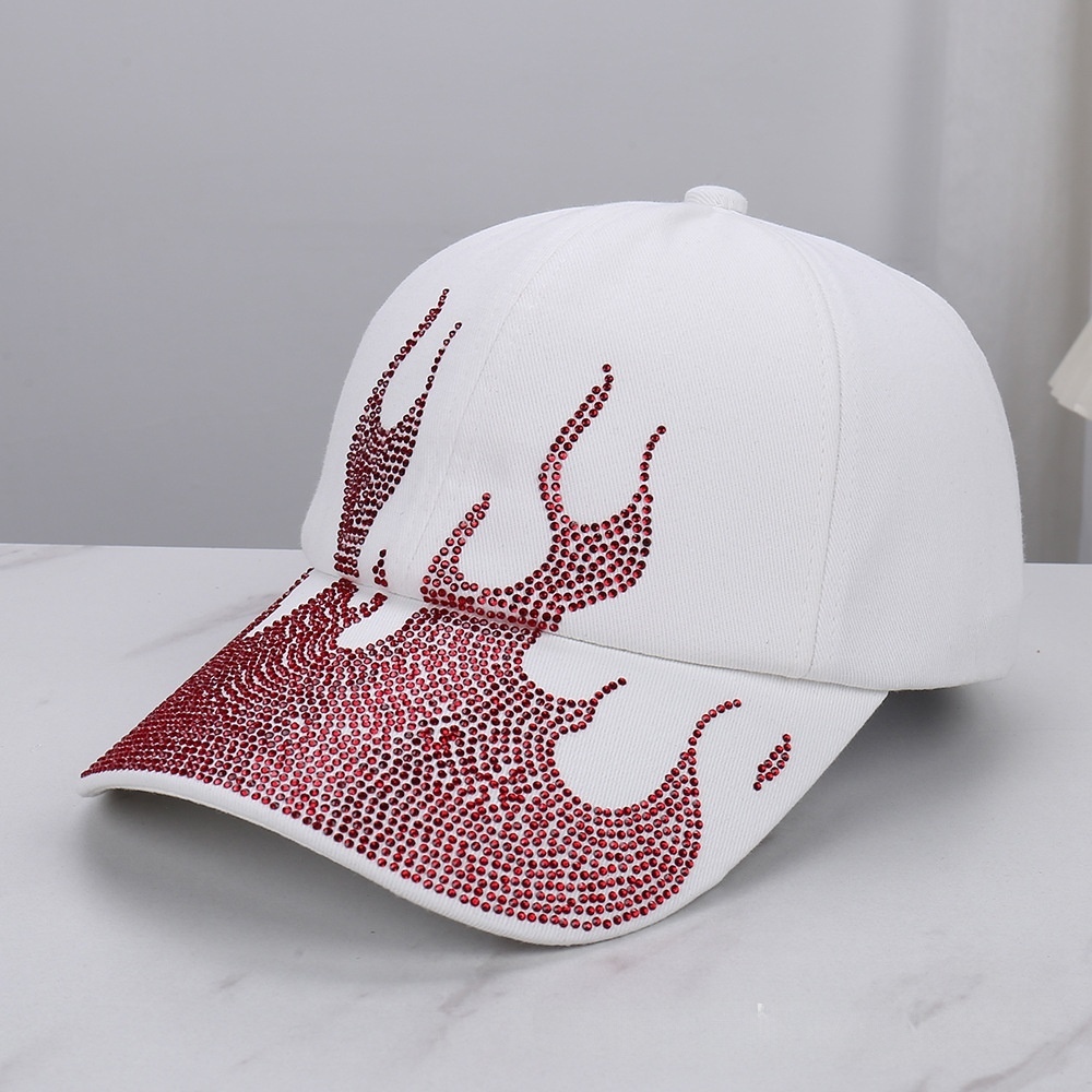 Rhinestone Flame Baseball Cap Bling Bling Fire Pattern Diamond Hat