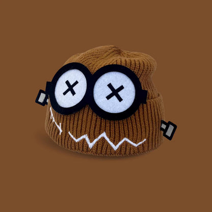 Glitch Robot Beanie - Tech-Inspired Knit Cap for Large Head Sizes | Windproof Commuter Hat
