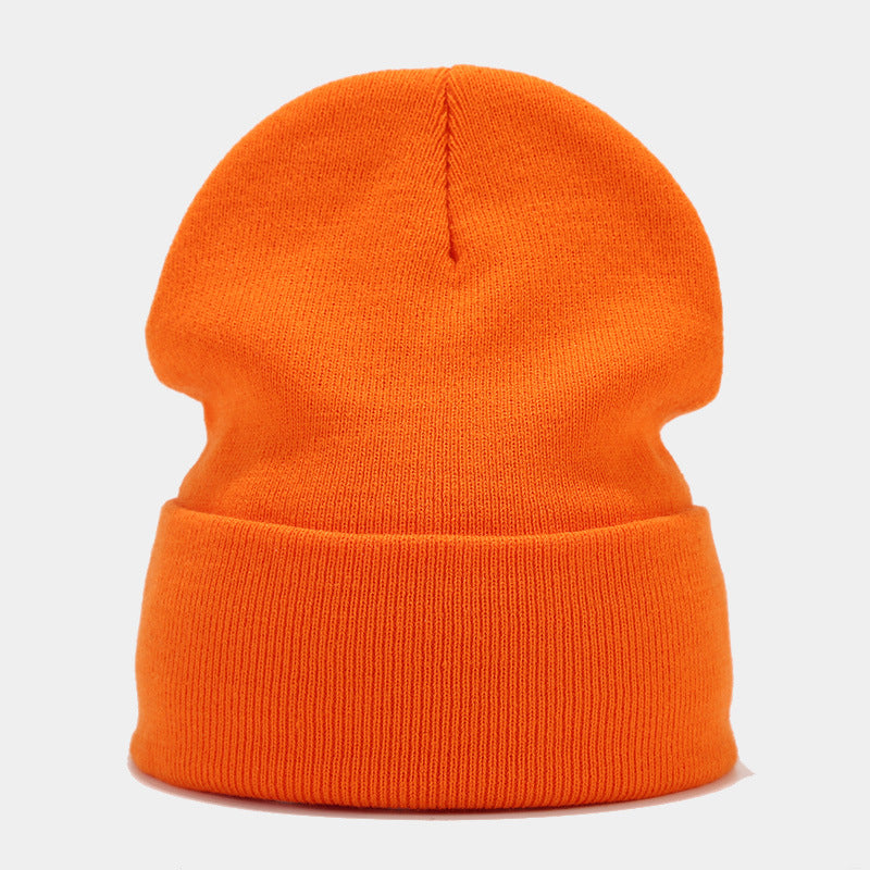 "High-Quality Knit Beanie for Men and Women - Stylish Outdoor Cold Hat for Fall/Winter, Solid Color, Trendy Warmth, Light Layers" 桔色 Hat - Size undefined