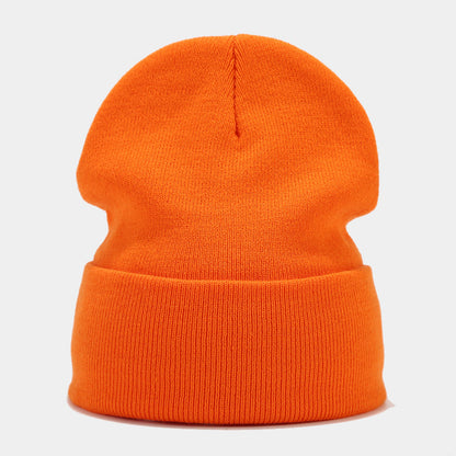 "High-Quality Knit Beanie for Men and Women - Stylish Outdoor Cold Hat for Fall/Winter, Solid Color, Trendy Warmth, Light Layers" 桔色 Hat - Size undefined