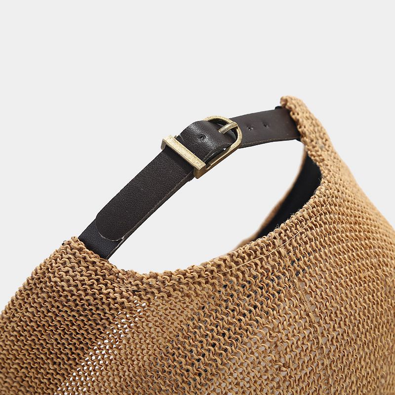 Gorra de béisbol transpirable Pandaize para primavera y verano, gorra de paja de papel ajustable, estilo retro artístico, de color sólido, a la moda.