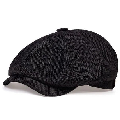 Vintage Linen Blend Octagonal Cap - Breathable Summer Style
