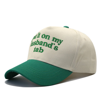 Put It On My Husband's Tab'Embroidered Baseball Cap Funny Mom Hat with Contrast Brim