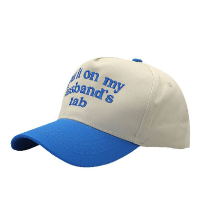 Put It On My Husband's Tab'Embroidered Baseball Cap Funny Mom Hat with Contrast Brim