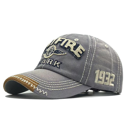Vintage SPITFIRE 1932 Distressed Baseball Cap - Washed Cotton Embroidered Retro Hat with Contrast Brim