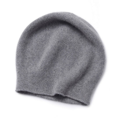 Luxurious 100% Merino Wool Knit Beanie with Stylish Rolled Edge - Unisex Fashionable Hat for Fall/Winter Medium Grey Hat - Size undefined