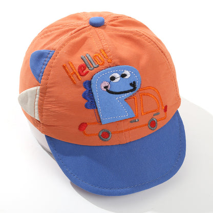 Pandaize Kids Dinosaur Baseball Cap - Cute Cartoon Embroidered Soft Brim Duckbill Hat for Baby & Toddler, Sun Protection, Colorful Adjustable Cap for Boys & Girls