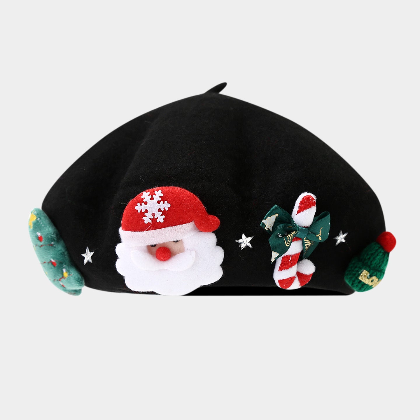 Winter Faux Rabbit Fur Beret - Christmas Themed, Wide Brim, Warm for Commute & Festive Events