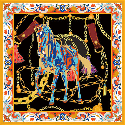 Silk Scarf, Printed Square Silk Twill Bandana, High-End Luxury Mulberry Silk Small Square Scarf for Packaging & Fashion