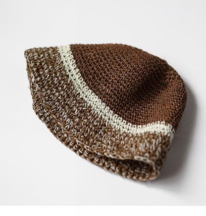 Pandaize カラーブロック 麦わら帽子 夏用 通気性 サンハット UVカット 折りたたみ式 バケットハット 男女兼用