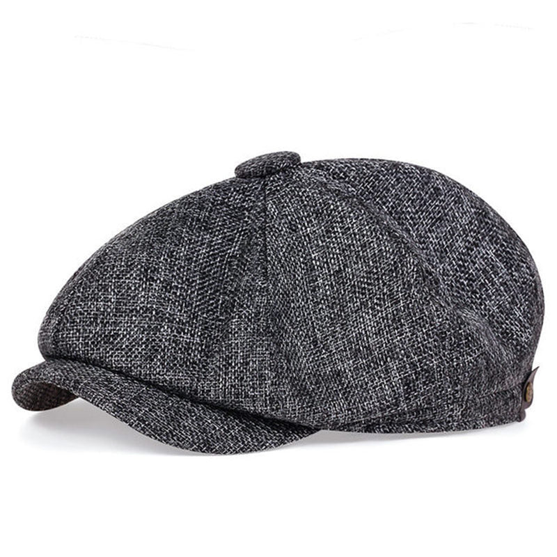 Vintage Linen Blend Octagonal Cap - Breathable Summer Style