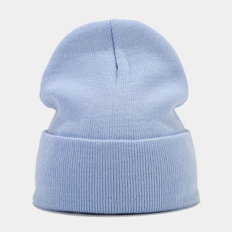 "High-Quality Knit Beanie for Men and Women - Stylish Outdoor Cold Hat for Fall/Winter, Solid Color, Trendy Warmth, Light Layers" 浅蓝色 Hat - Size undefined