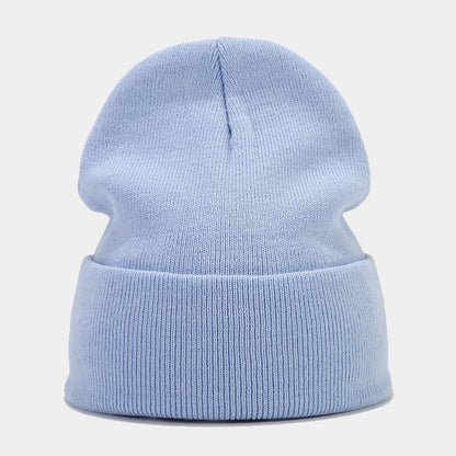"High-Quality Knit Beanie for Men and Women - Stylish Outdoor Cold Hat for Fall/Winter, Solid Color, Trendy Warmth, Light Layers" 浅蓝色 Hat - Size undefined
