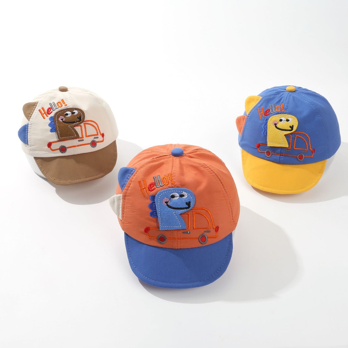 Pandaize Kids Dinosaur Baseball Cap - Cute Cartoon Embroidered Soft Brim Duckbill Hat for Baby & Toddler, Sun Protection, Colorful Adjustable Cap for Boys & Girls