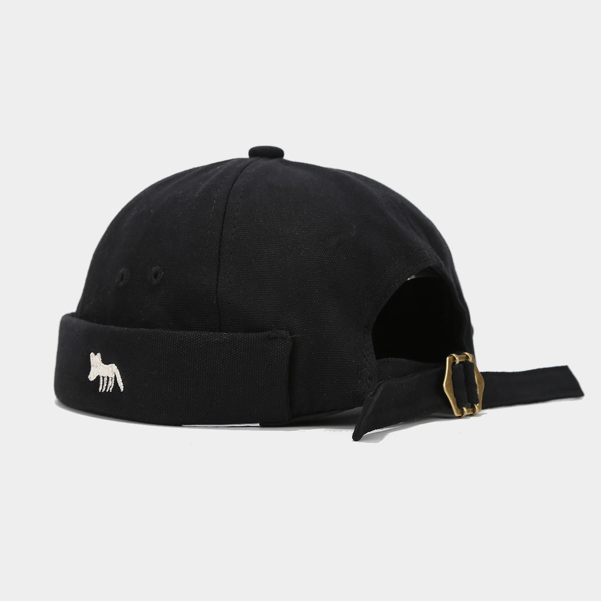 "Stylish Fox Embroidered Sailor Hat - Unisex Summer Must-Have with Fashionable Flair" Black Hat - Size undefined
