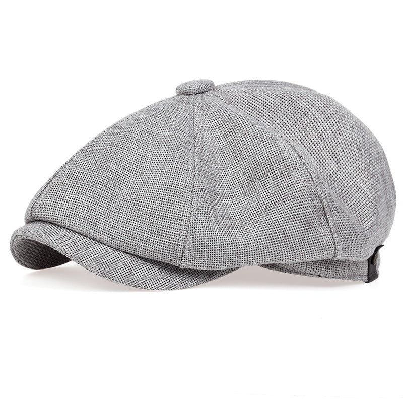Vintage Linen Blend Octagonal Cap - Breathable Summer Style
