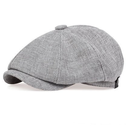Vintage Linen Blend Octagonal Cap - Breathable Summer Style