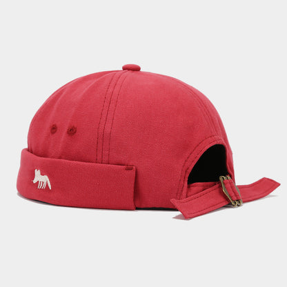 "Stylish Fox Embroidered Sailor Hat - Unisex Summer Must-Have with Fashionable Flair" Red Hat - Size undefined