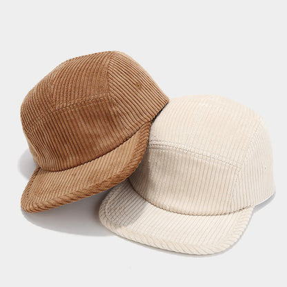 Retro 5-Panel Corduroy Cap – Solid Color, Unisex Fall & Winter Streetwear Hat